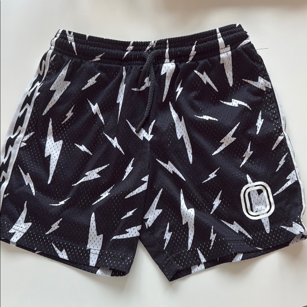 OVERTIME Black and White Lightning Pattern boys Shorts